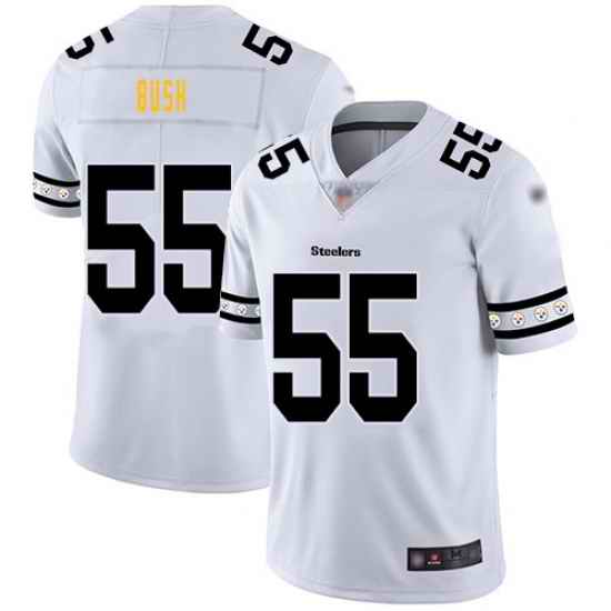 Steelers 55 Devin Bush White Men Stitched Football Limited Team Logo Fashion Jersey
